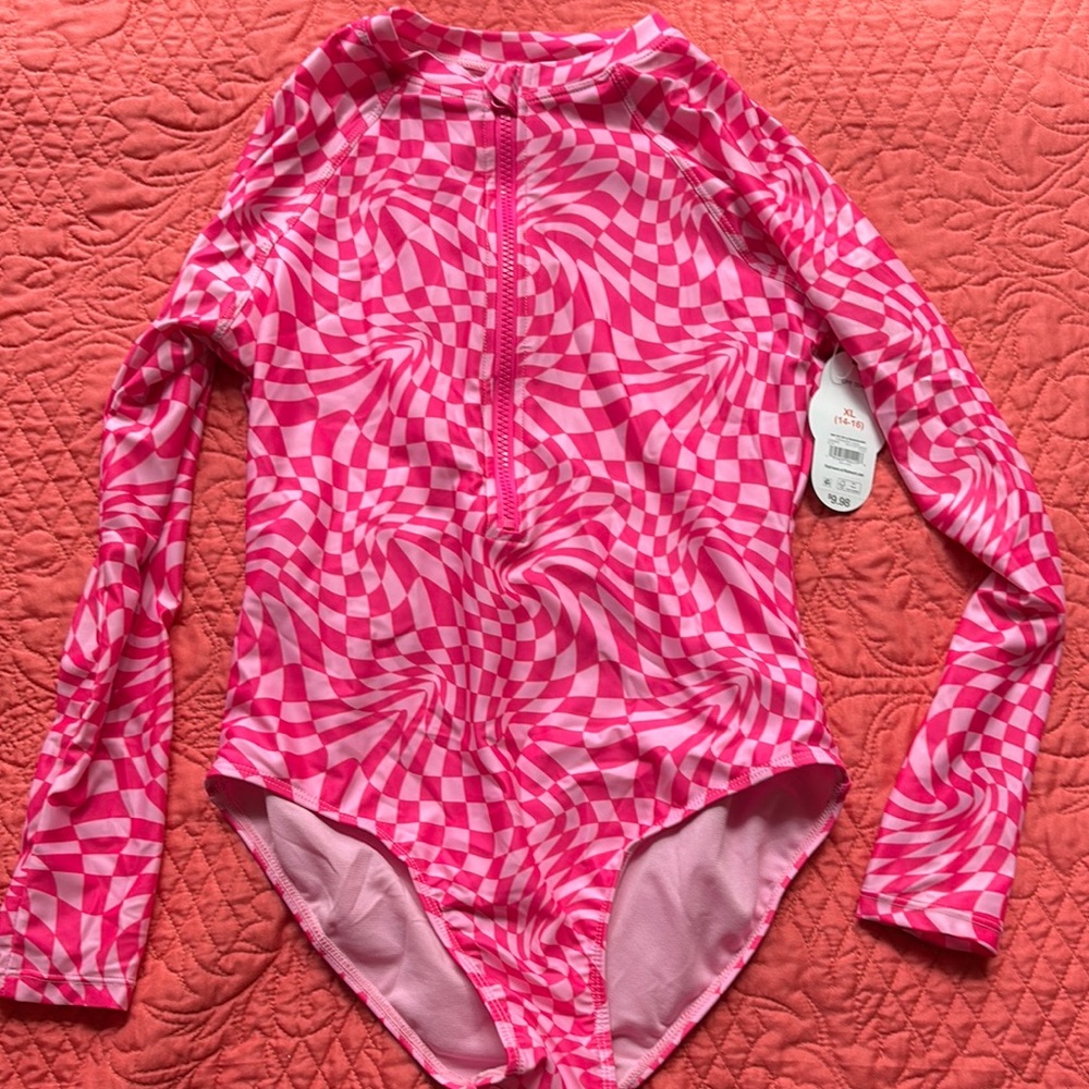Wonder Nation Pink Rashguard Swimwear Long Sleeve
